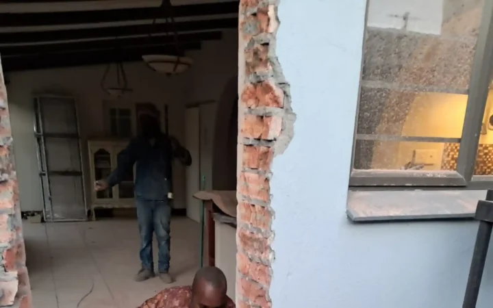 Brickwork opened up to fit a larger aluminium door